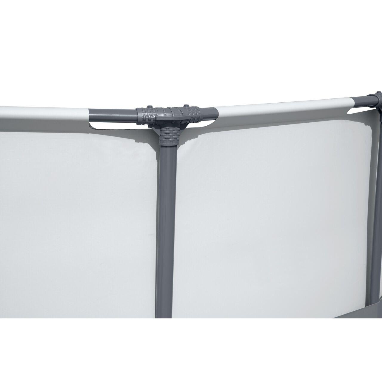 Fémszerkezetű úszómedence, kerek, szűrővel, pumpával, létrával, ponyvafedéssel, szürke, 427x107 cm, Bestway Steel Pro