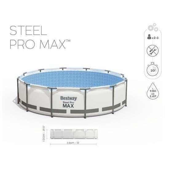 Fémszerkezetű medence, kerek, szűrővel, létrával, 366x100 cm, Bestway Steel Pro Max