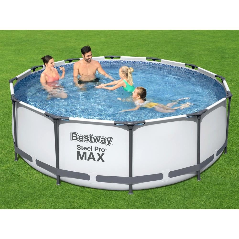 Fémszerkezetű medence, kerek, szűrővel, létrával, 366x100 cm, Bestway Steel Pro Max