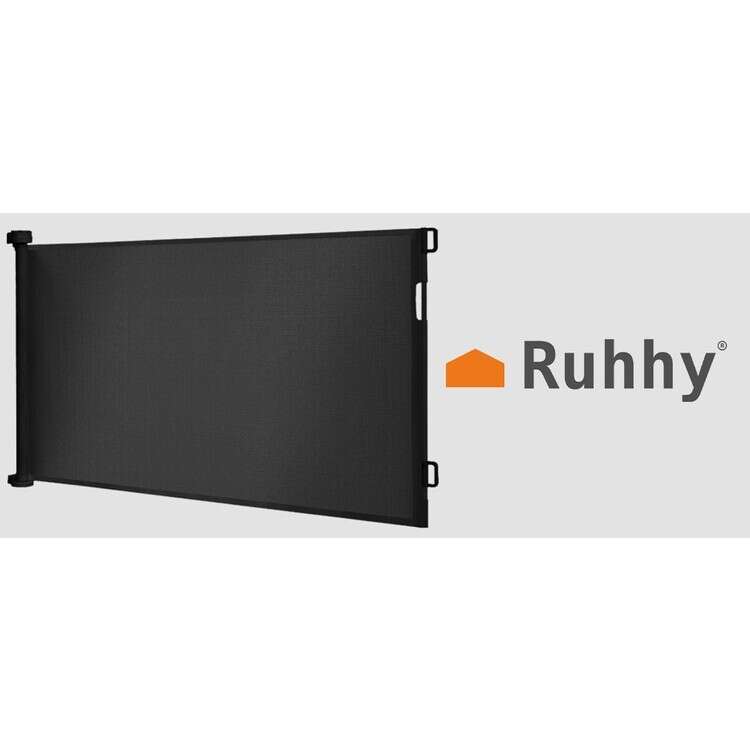 Poarta, plasa, de siguranta, protectie copii, retractabila, negru, 13x160x85 cm, Ruhhy