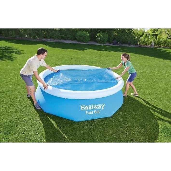 Napelemes medencefedés 244 cm, kerek, kék, 210 cm, Bestway FlowClear
