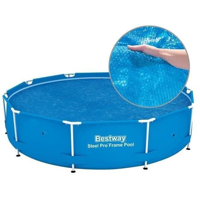 Napelemes medencefedés 244 cm, kerek, kék, 210 cm, Bestway FlowClear