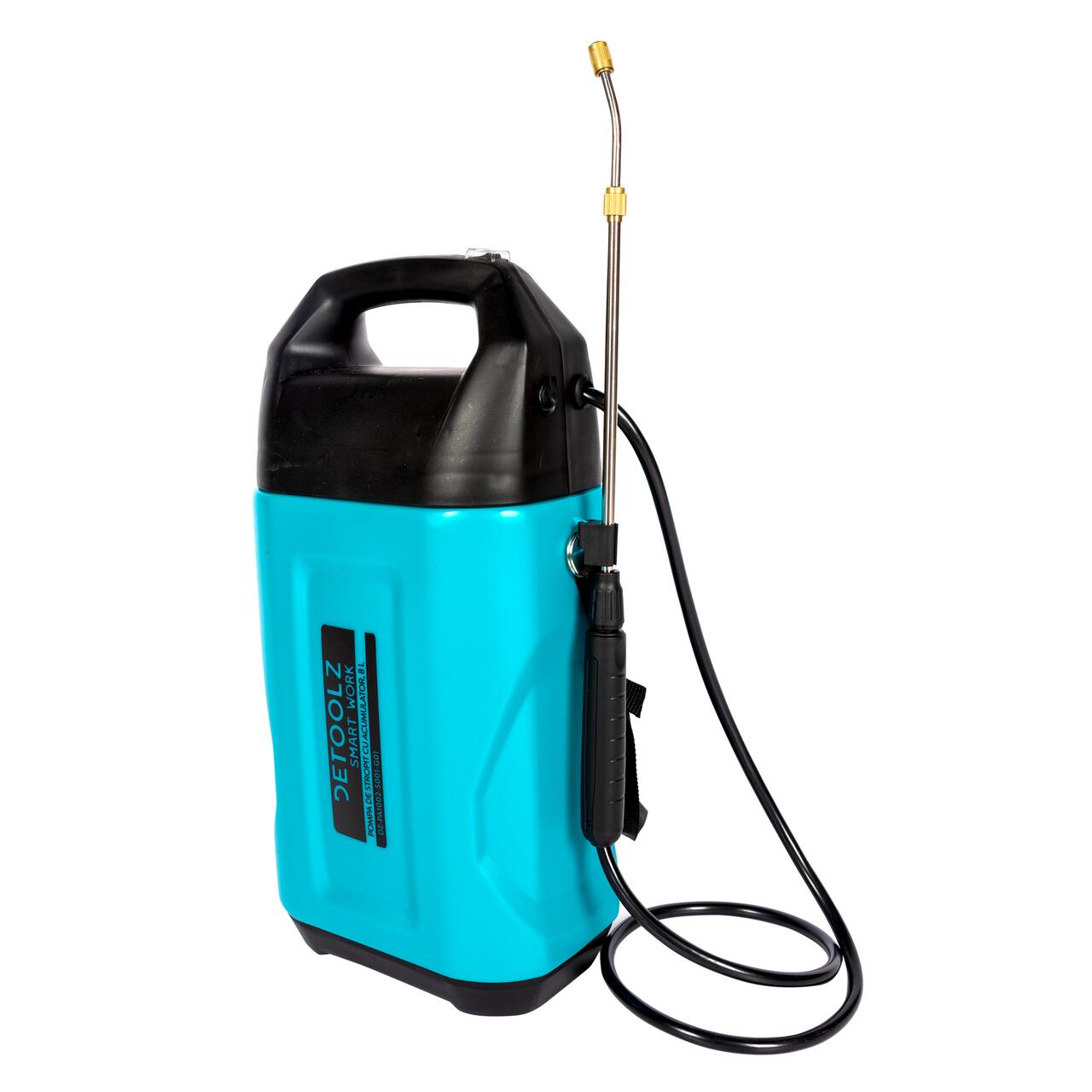 Kerti permetező, permetezőpumpa, Vermorel, Detoolz, elektromos, hátulra, 2 Ah-s akkumulátorral, 8 L