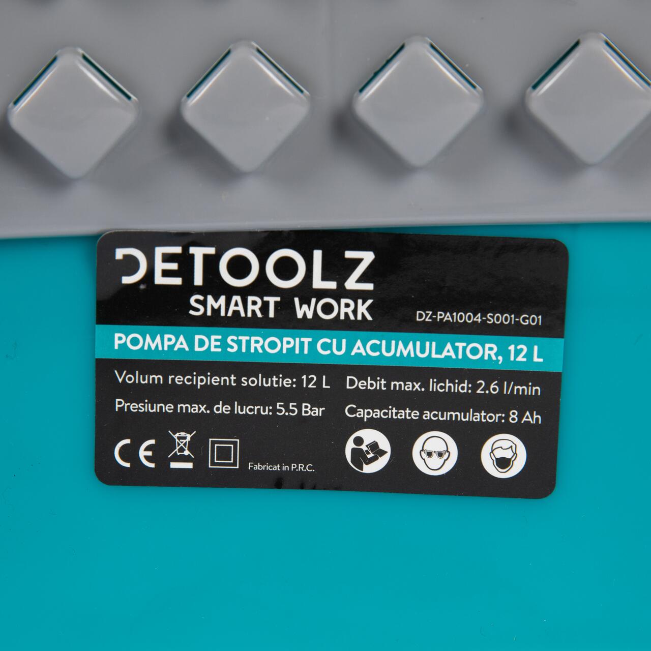 Kerti permetező, permetezőpumpa, Vermorel, Detoolz, elektromos, hátulra, 8 Ah-s akkumulátorral, tartozékokkal, 12 L