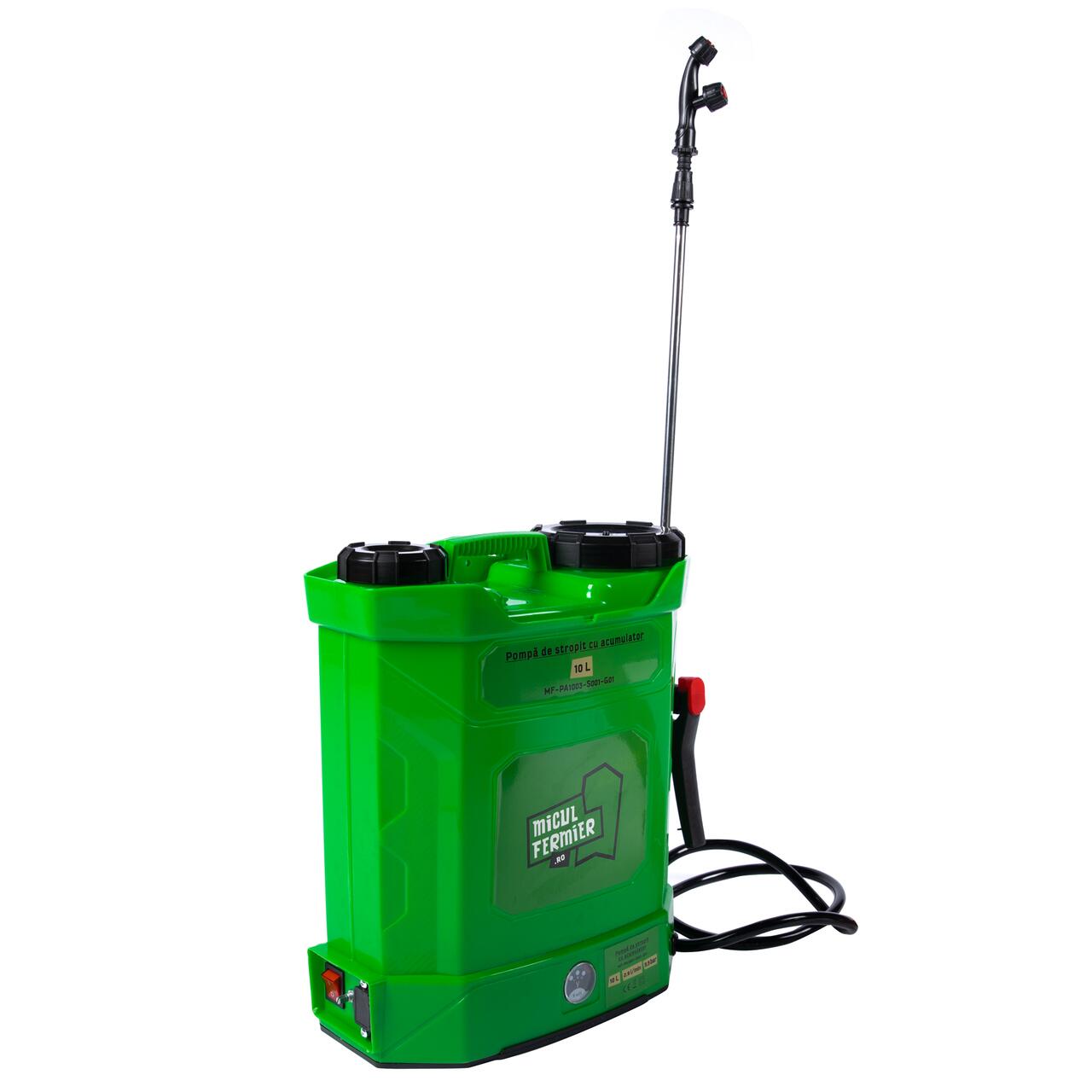 Pulverizator gradina, pompa de stropit, vermorel, Micul Fermier, electric, pentru spate, cu acumulator 8 Ah, 10 L