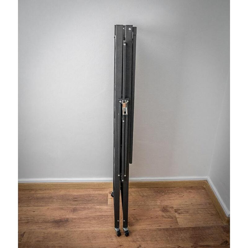 Tárolópolc, MagicHome, fém, összecsukható, kerekeken, 4 polc, fekete, max. 200 kg, 72x34x127 cm