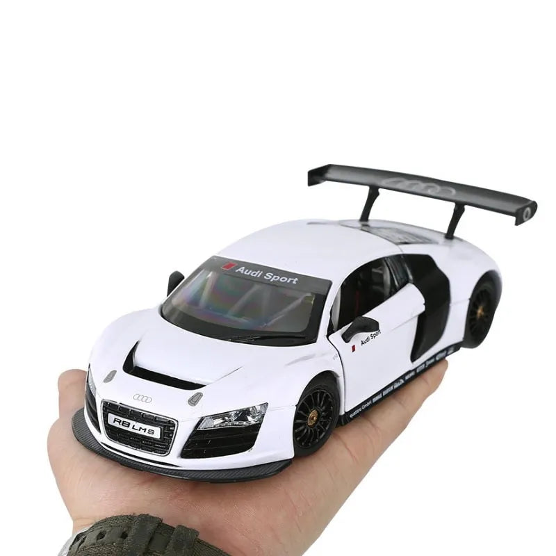Audi R8 fehér öntött fém autó 1:24 méretarány