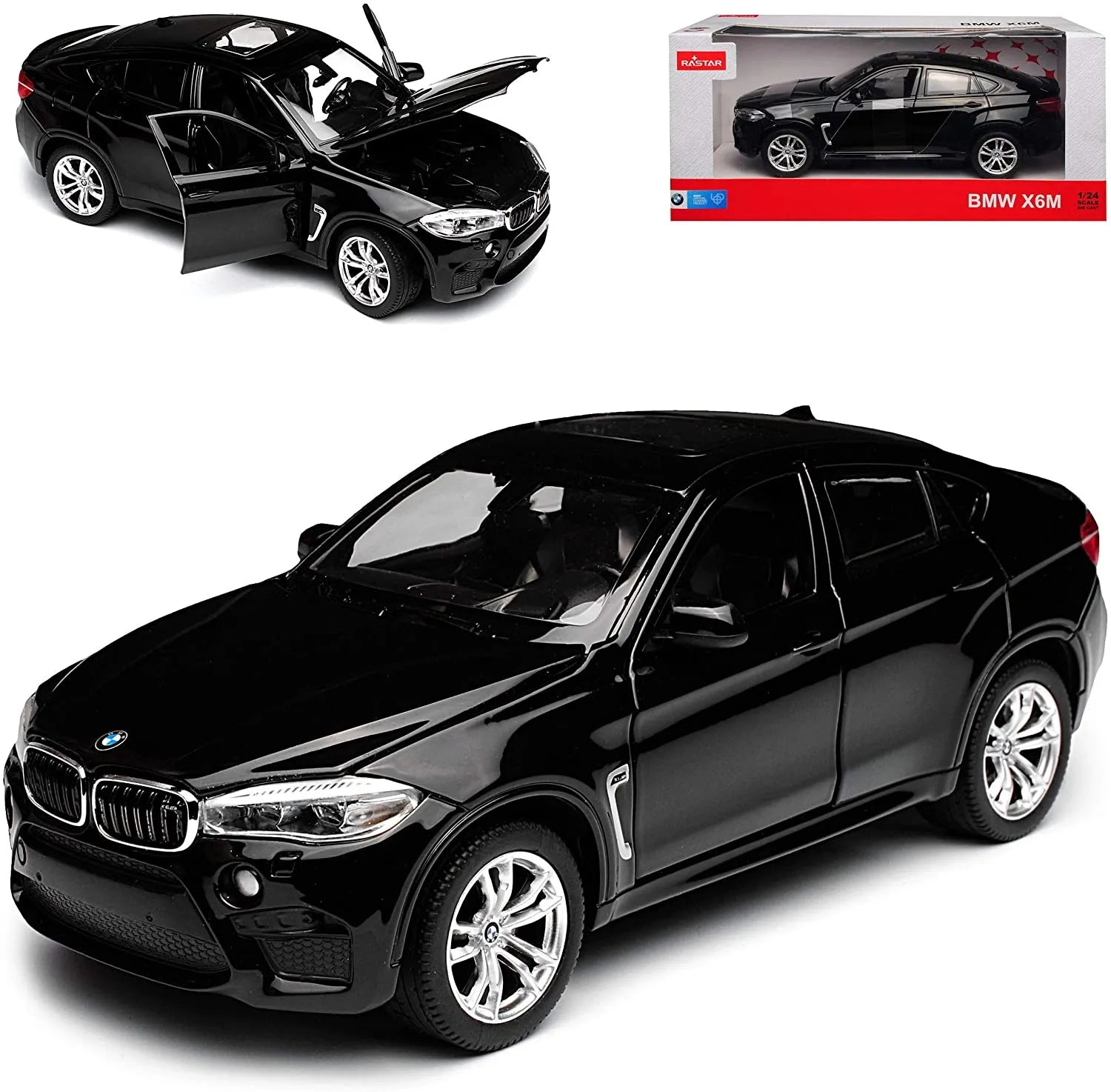 BMW X6M fekete fém autó 1:24 méretarány