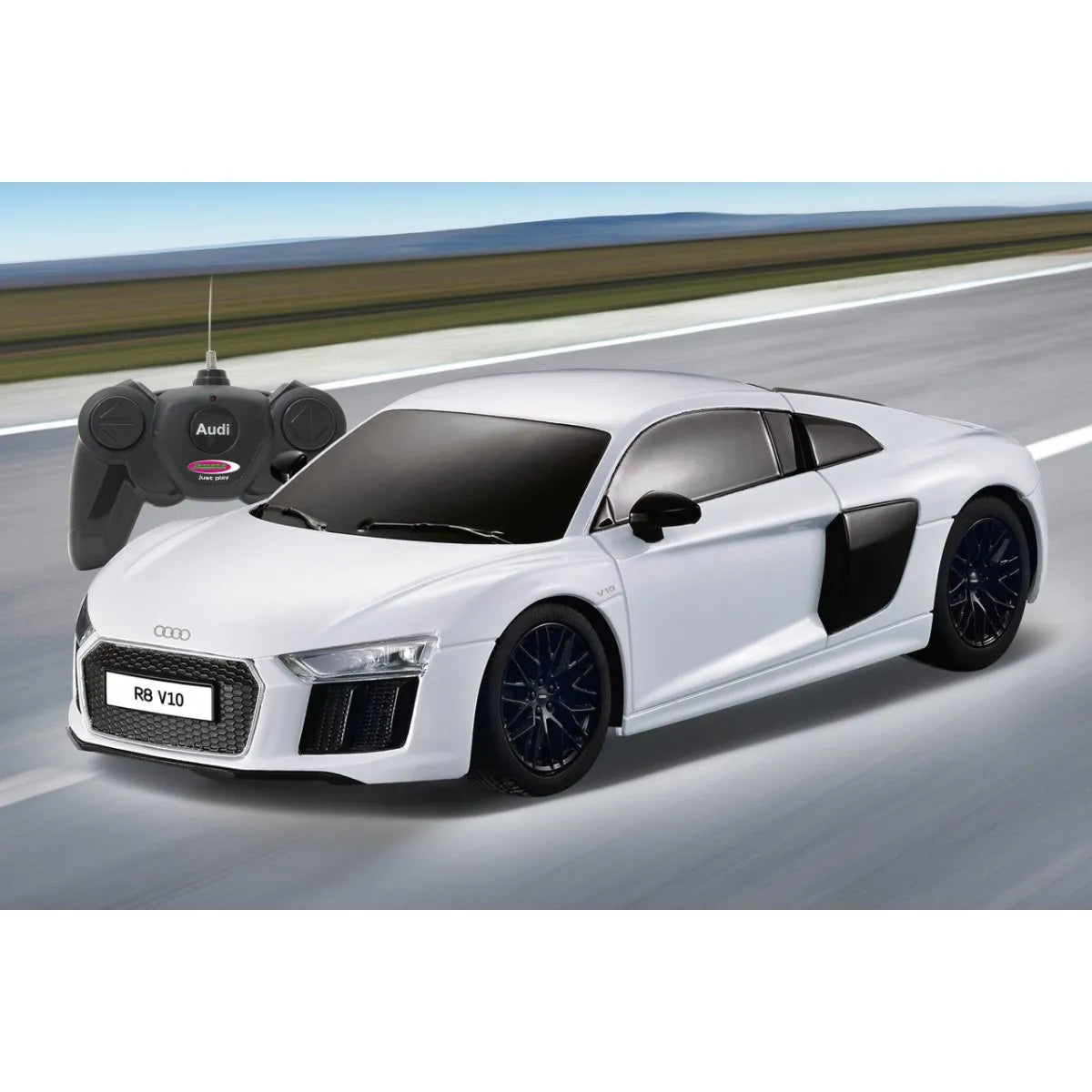 Masina cu telecomanda audi r8 alb cu scara 1 la 24