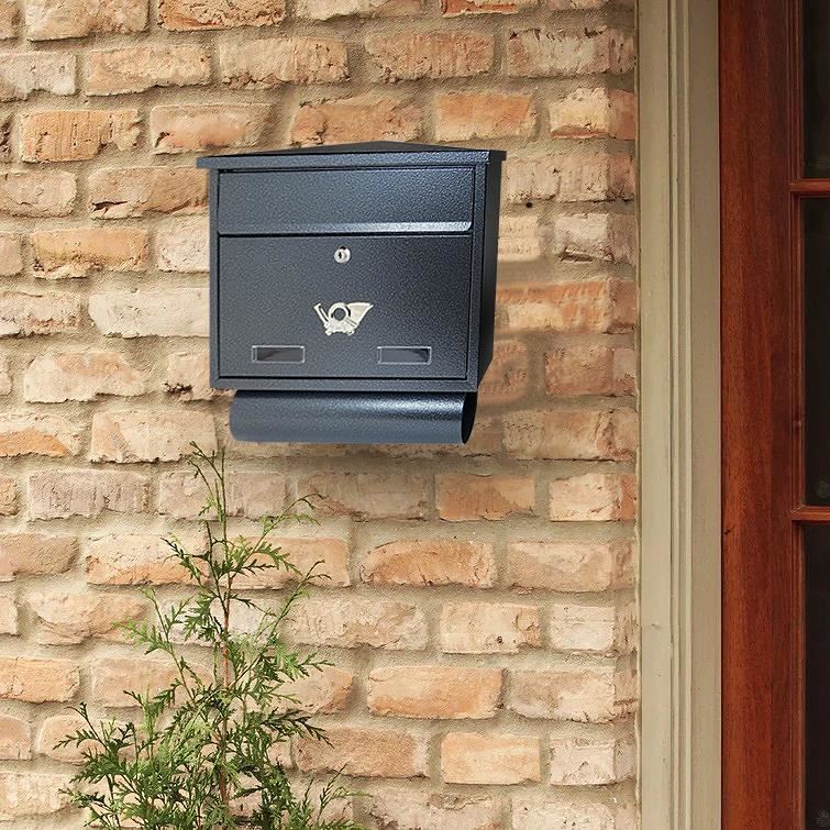 Postaláda, újságtartó rekesszel, sötét ezüst, C4-es formátum, 39x12x41 cm, Damech