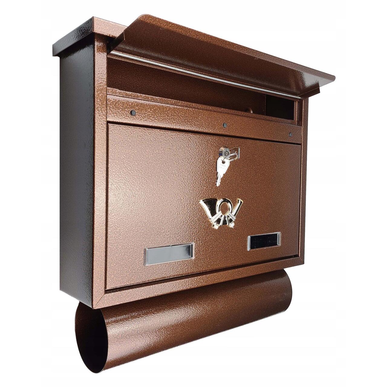 Postaláda, Damech, újságtartó hellyel, barna, C4-es formátum, 39x12x41 cm