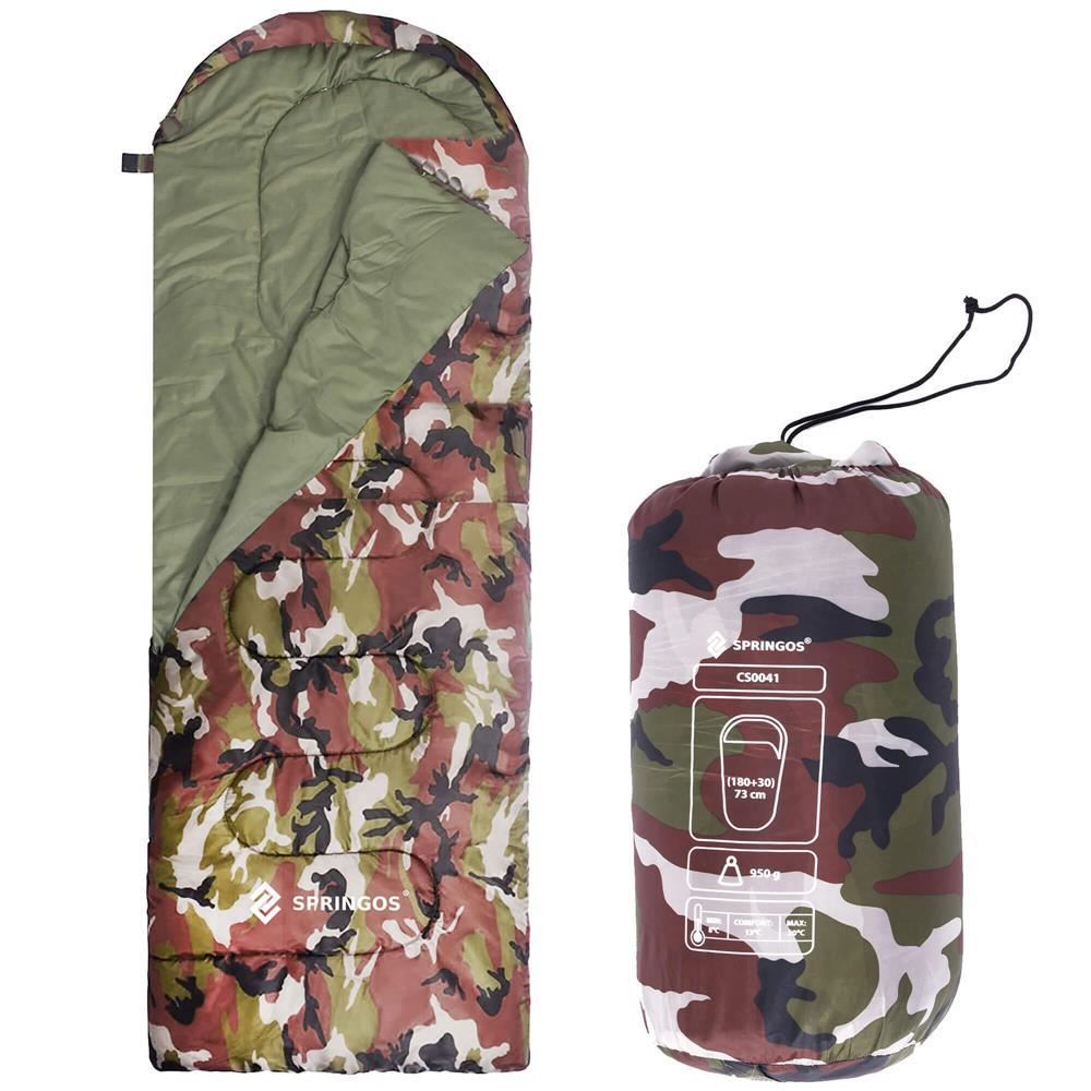 Sac de dormit, turistic, 2 in 1, camuflaj, 210x73 cm, Springos