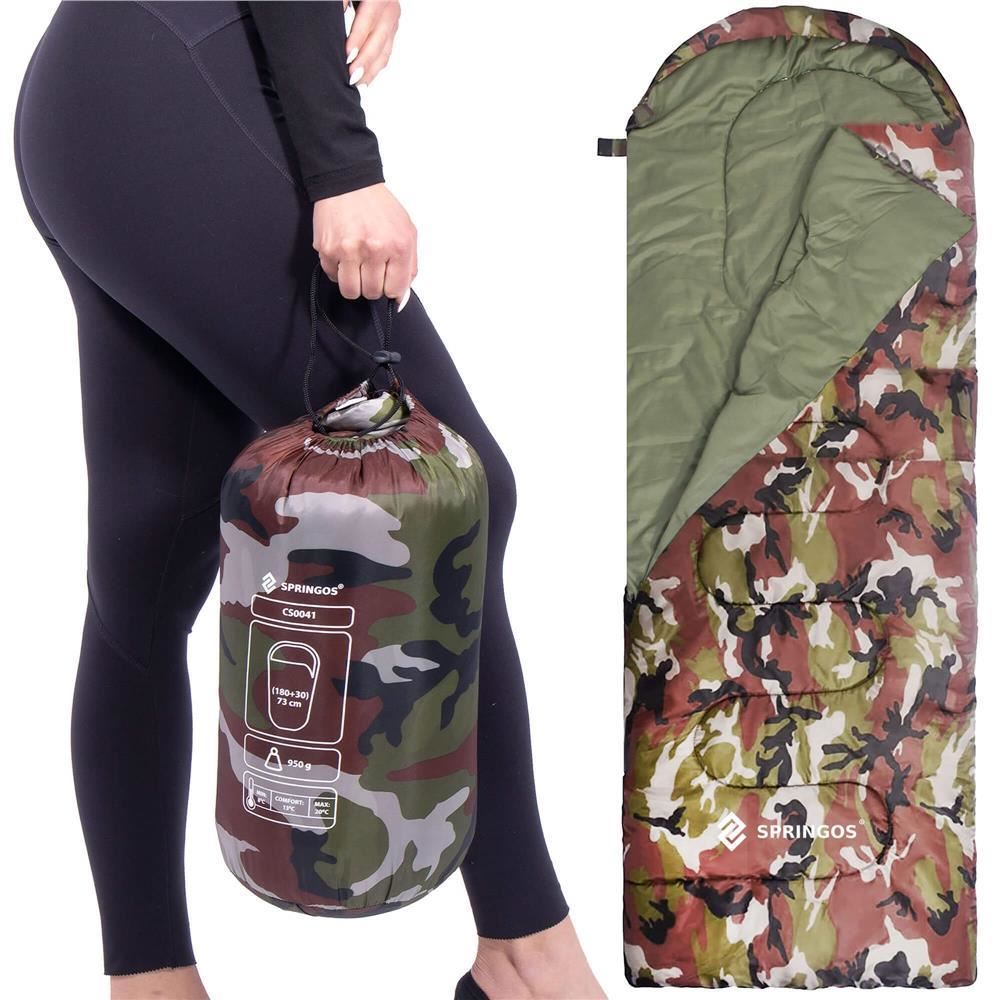 Sac de dormit, turistic, 2 in 1, camuflaj, 210x73 cm, Springos