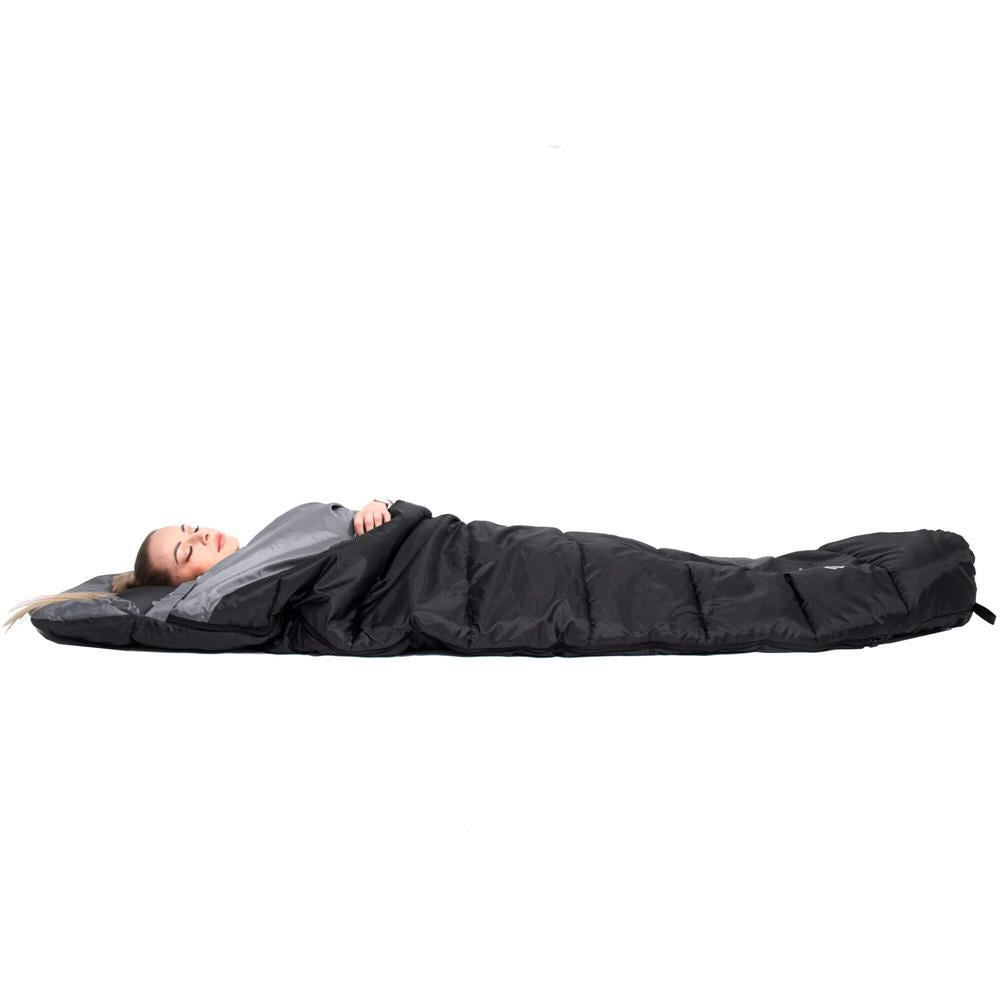 Sac de dormit, turistic, negru si gri, 220x50/80 cm, Springos