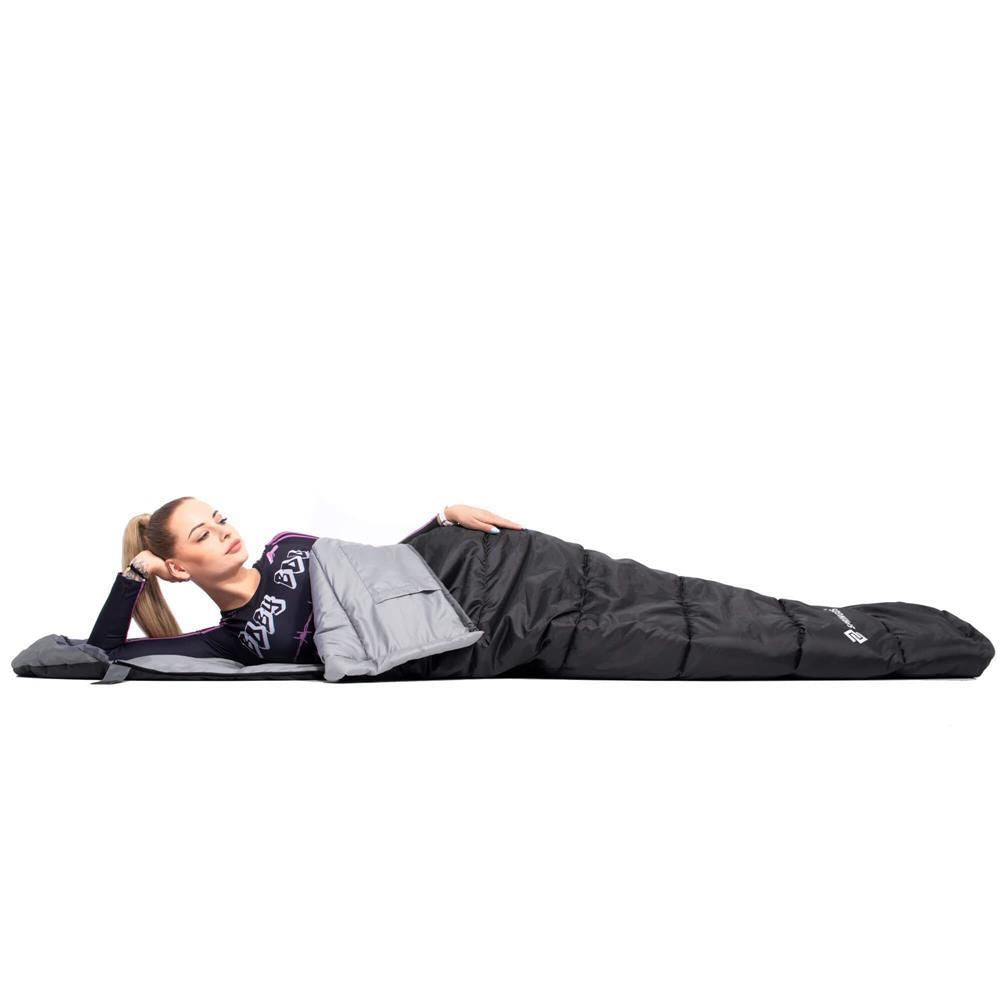 Sac de dormit, turistic, negru si gri, 220x50/80 cm, Springos