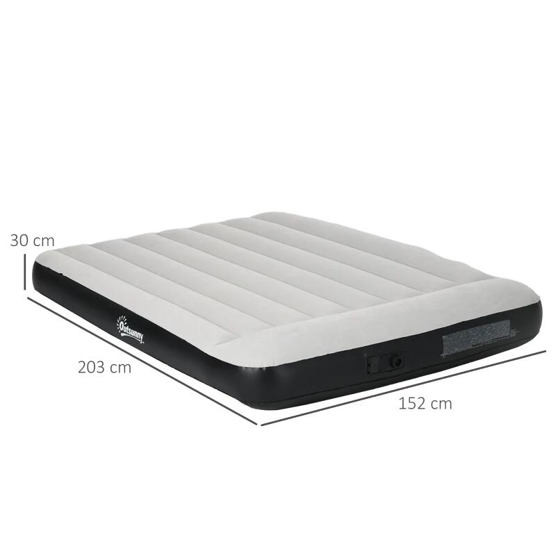 Saltea camping, 2 persoane, gonflabila, cu pompa electrica incorporata, 220-240 V, PVC, gri si negru, 203x152x30 cm