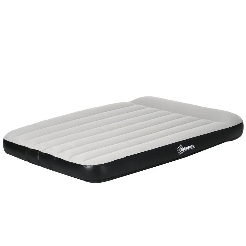 Saltea camping, 2 persoane, gonflabila, cu pompa electrica incorporata, 220-240 V, PVC, gri si negru, 203x152x30 cm