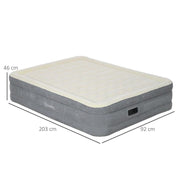 Saltea camping, gonflabila, cu pompa electrica incorporata, 220-240 V, PVC, gri si bej, 203x92x46 cm