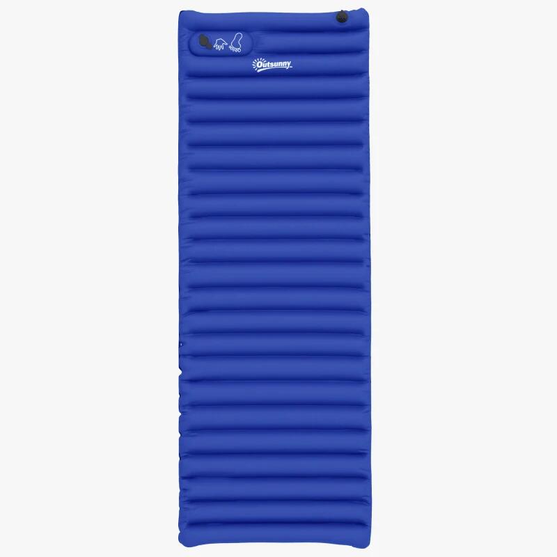 Saltea camping, gonflabila, cu pompa incorporata, impermeabila, plastic 190T, albastru, 195x70x10 cm