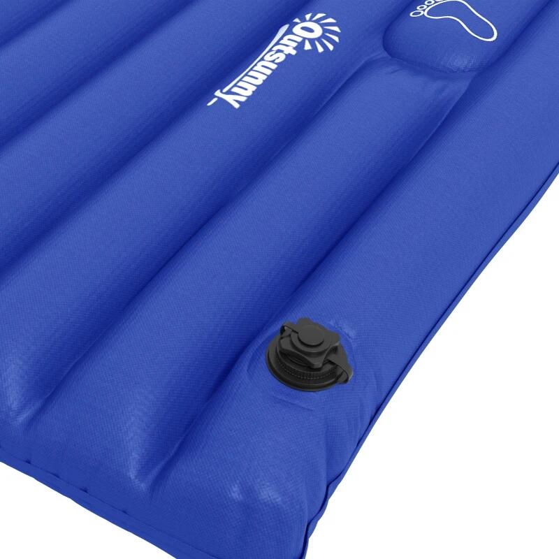 Saltea camping, gonflabila, cu pompa incorporata, impermeabila, plastic 190T, albastru, 195x70x10 cm