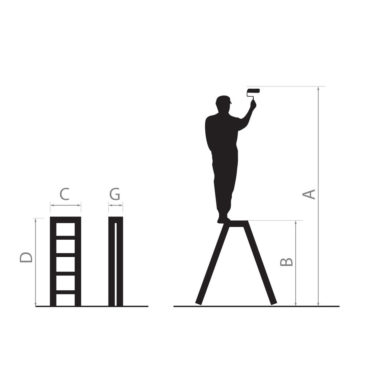Alumínium létra, 2 részes, 5 fokos, platform, max. 125 kg, 1,36 m, Drabest