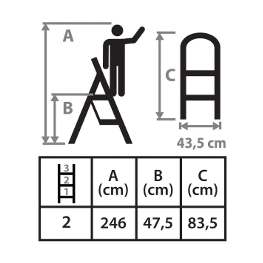 Acéllétra, 2 fokos, max. 150 kg, 0,47 m, Strend Pro