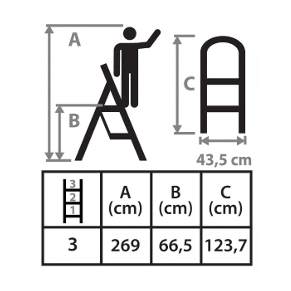 Acéllétra, 3 fokos, max. 150 kg, 0,66 m, Strend Pro