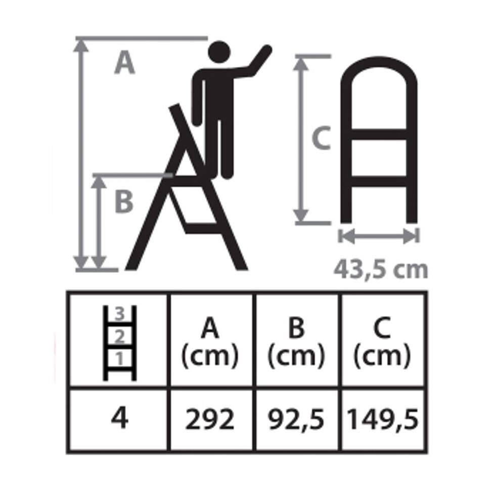 Acéllétra, 4 fokos, max. 150 kg, 0,93 m, Strend Pro