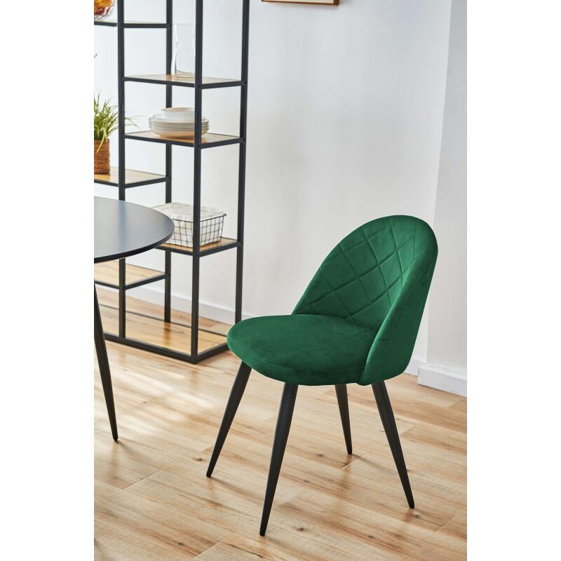 Scaun bucatarie/living, Akord, Brandy, catifea, otel, verde, 50x54x77 cm
