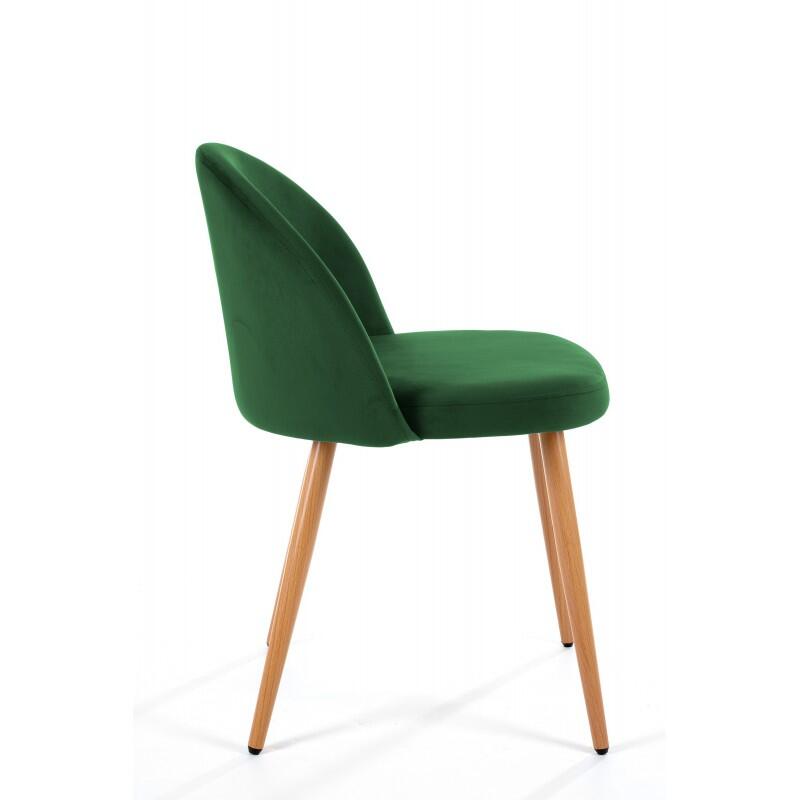 Scaun bucatarie/living, Akord, Maiden, catifea, otel, verde si natur, 54x54x76 cm