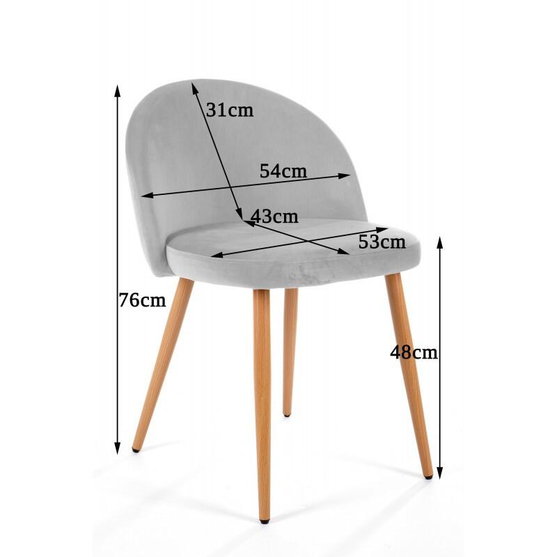 Scaun bucatarie/living, Akord, Maiden, catifea, otel, verde si natur, 54x54x76 cm