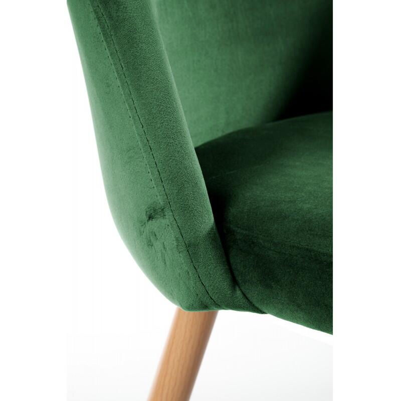 Scaun bucatarie/living, Akord, Maiden, catifea, otel, verde si natur, 54x54x76 cm