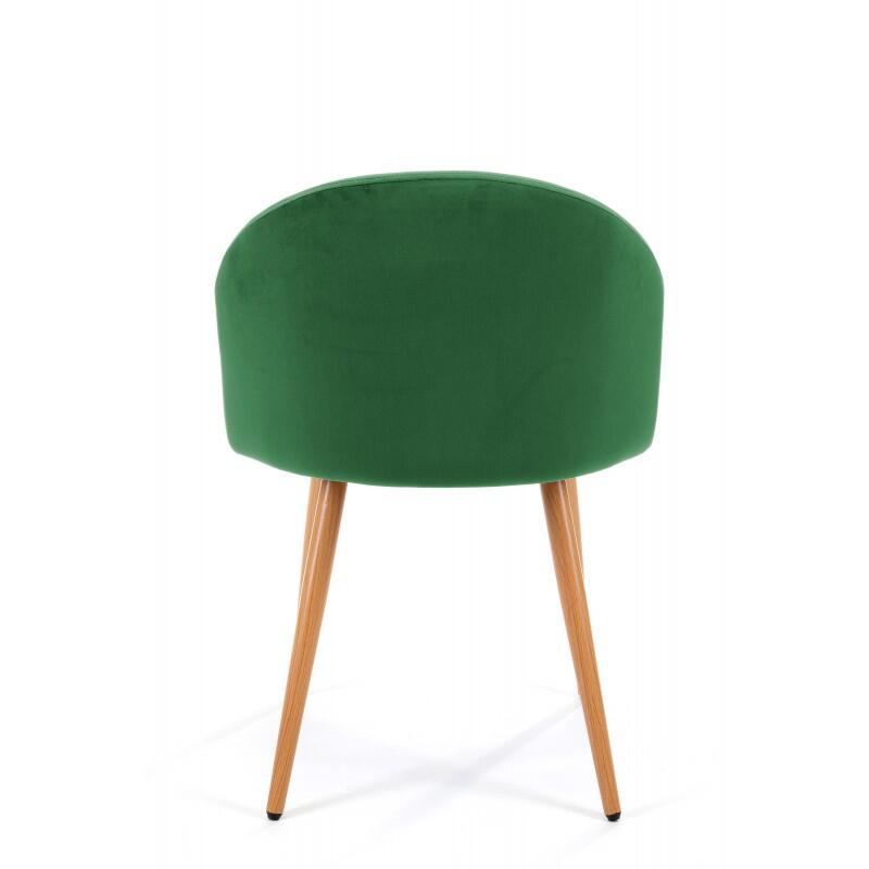 Scaun bucatarie/living, Akord, Maiden, catifea, otel, verde si natur, 54x54x76 cm