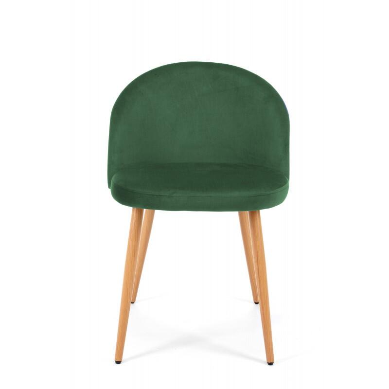 Scaun bucatarie/living, Akord, Maiden, catifea, otel, verde si natur, 54x54x76 cm