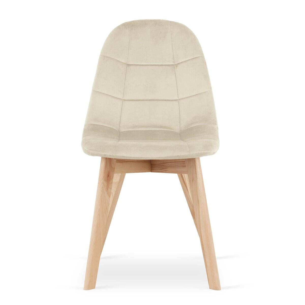 Scaun bucatarie/living, Bora, catifea, lemn, bej, 44.5x54x81.5 cm