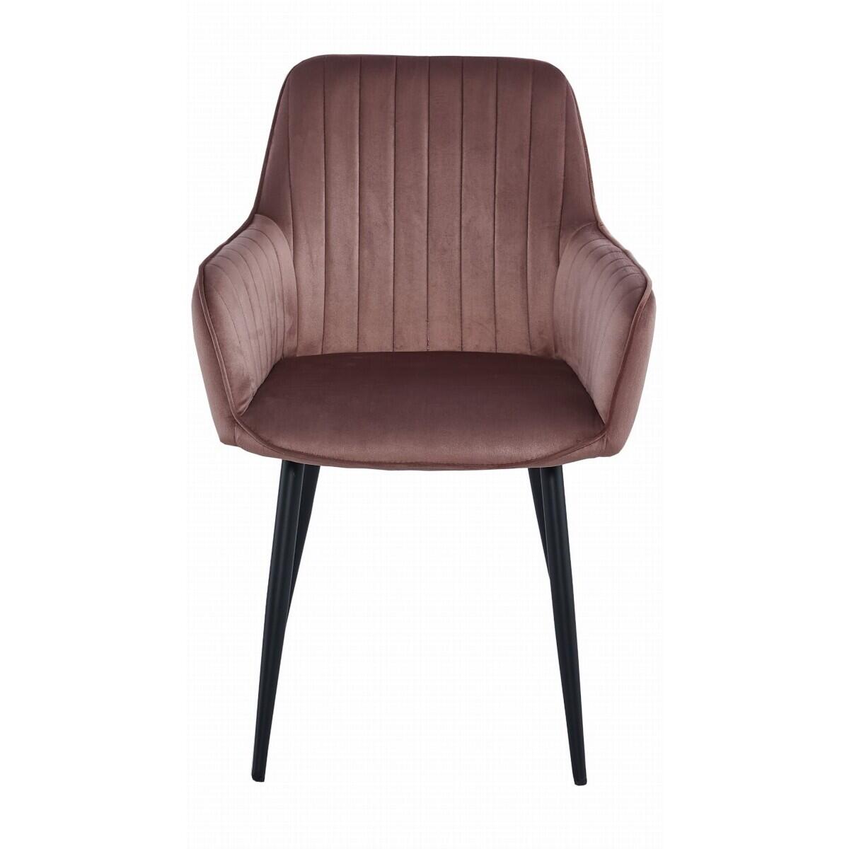 Scaun stil fotoliu bucatarie/living, Solden, catifea, metal, roz si negru, 55x45.5x83.5 cm