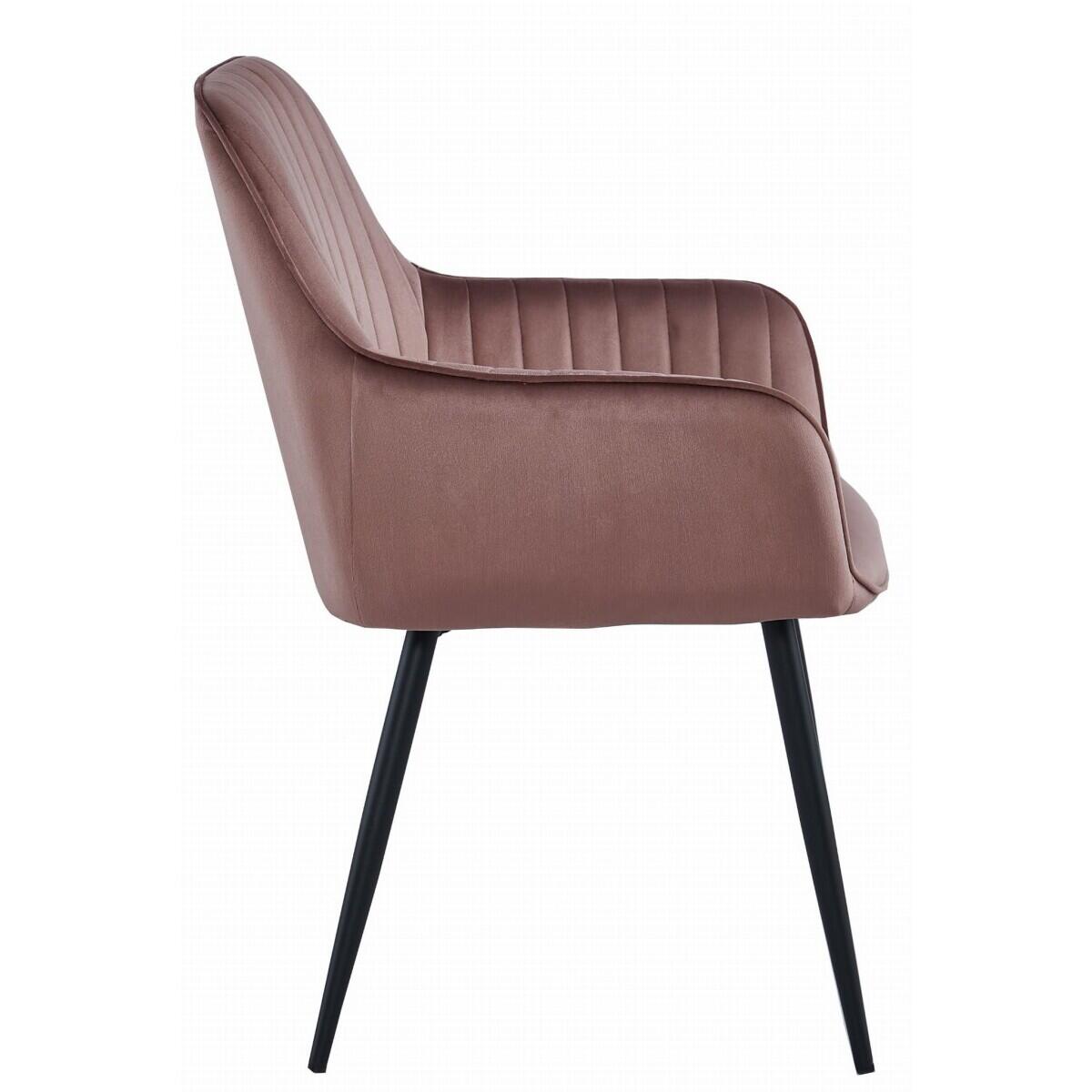 Scaun stil fotoliu bucatarie/living, Solden, catifea, metal, roz si negru, 55x45.5x83.5 cm