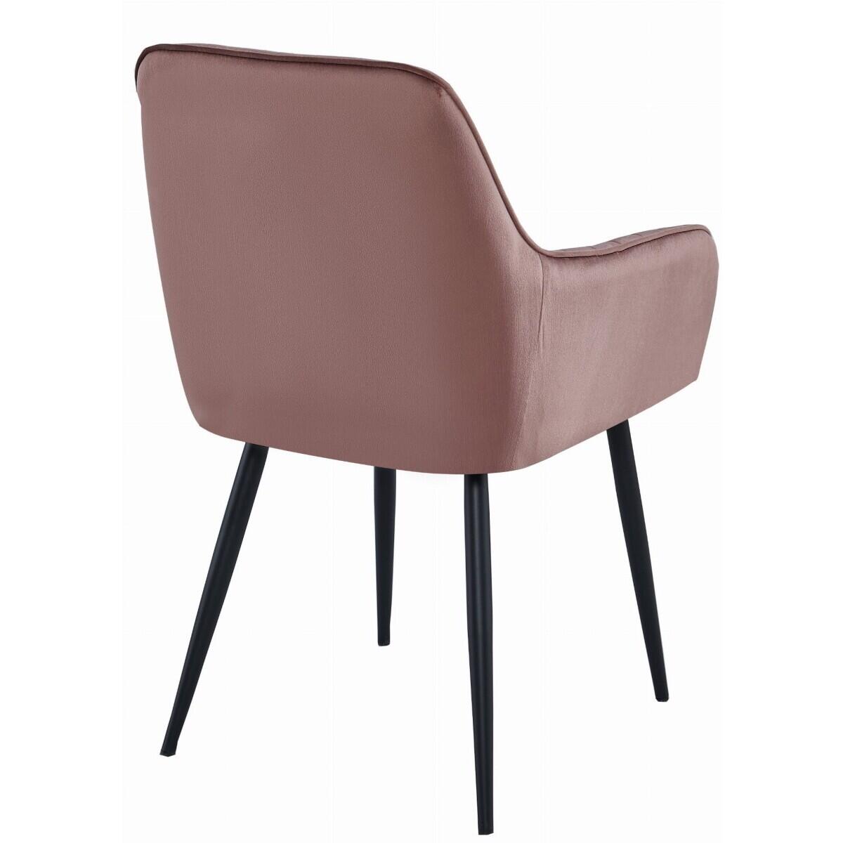 Scaun stil fotoliu bucatarie/living, Solden, catifea, metal, roz si negru, 55x45.5x83.5 cm