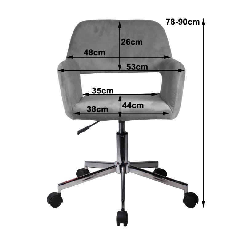 Scaun de birou, Akord, rotativ, catifea, gri, 58x60x78-90 cm