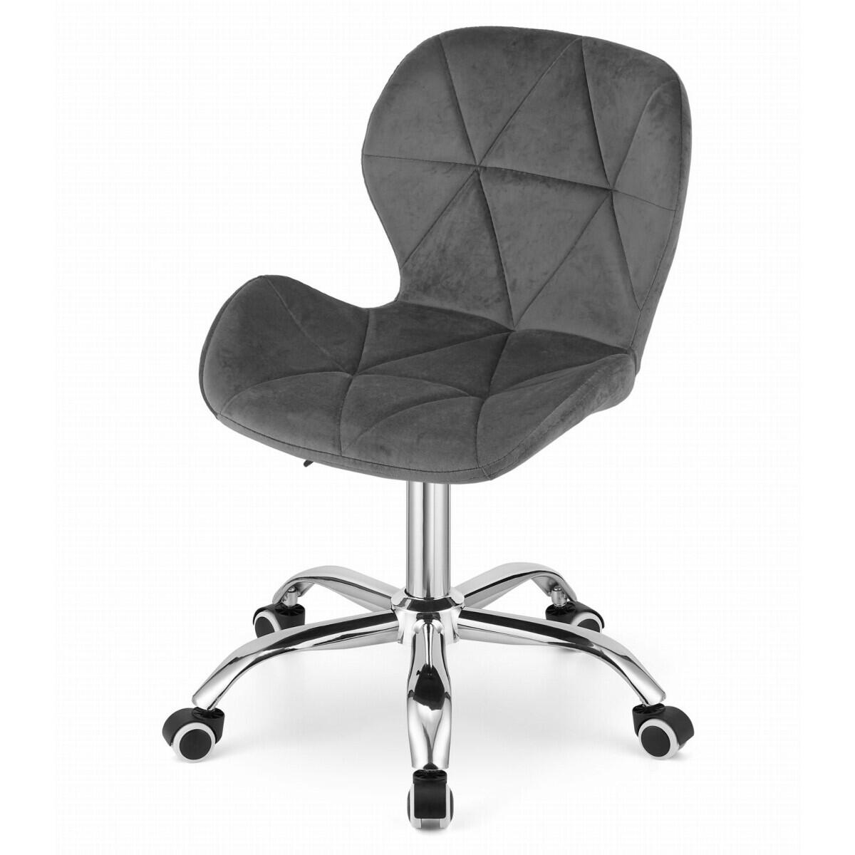 Scaun de birou, Avola, rotativ, catifea, gri, 46.5x55x86.5 cm