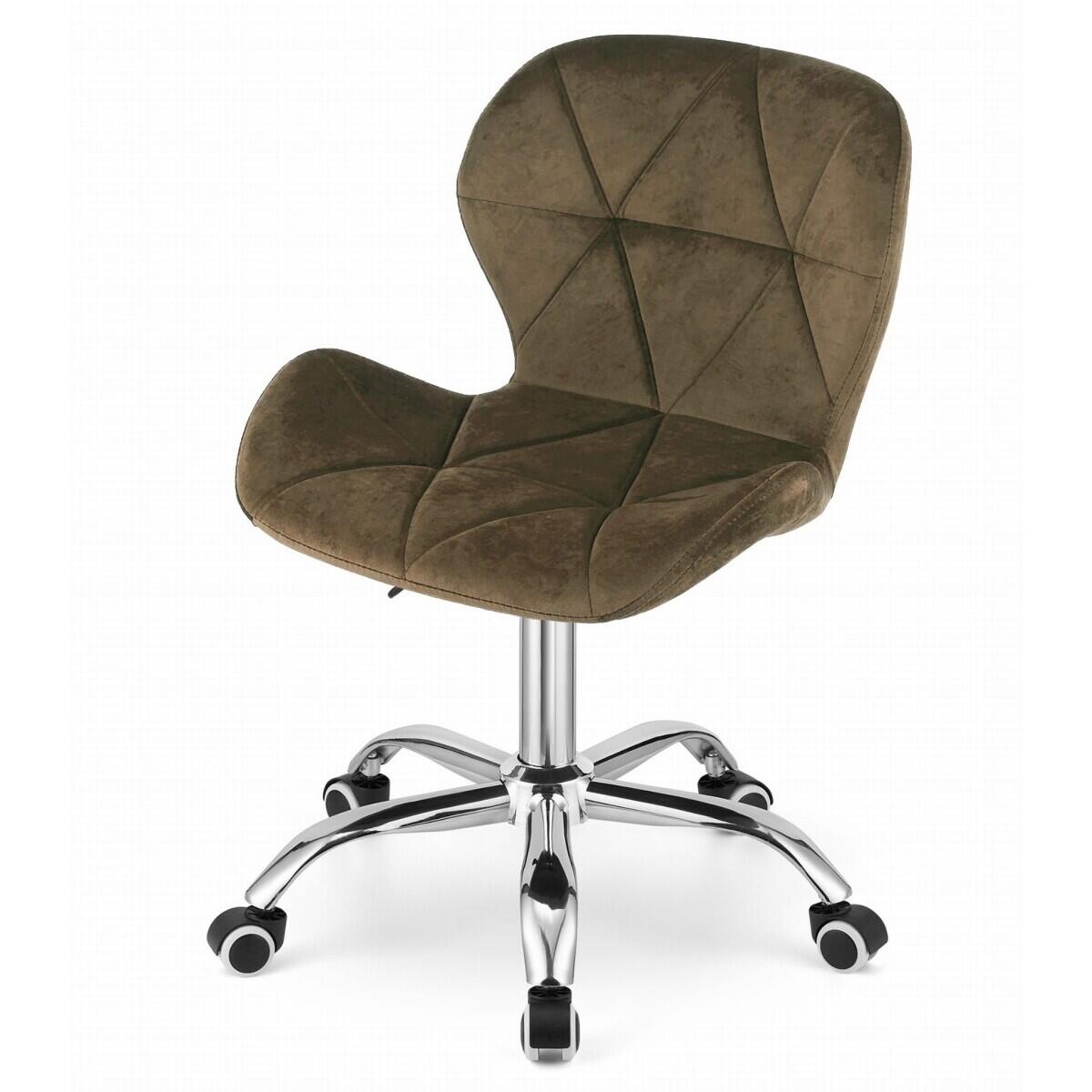 Scaun de birou, Avola, rotativ, catifea, maro, 53.5x55x72.5-86.5 cm