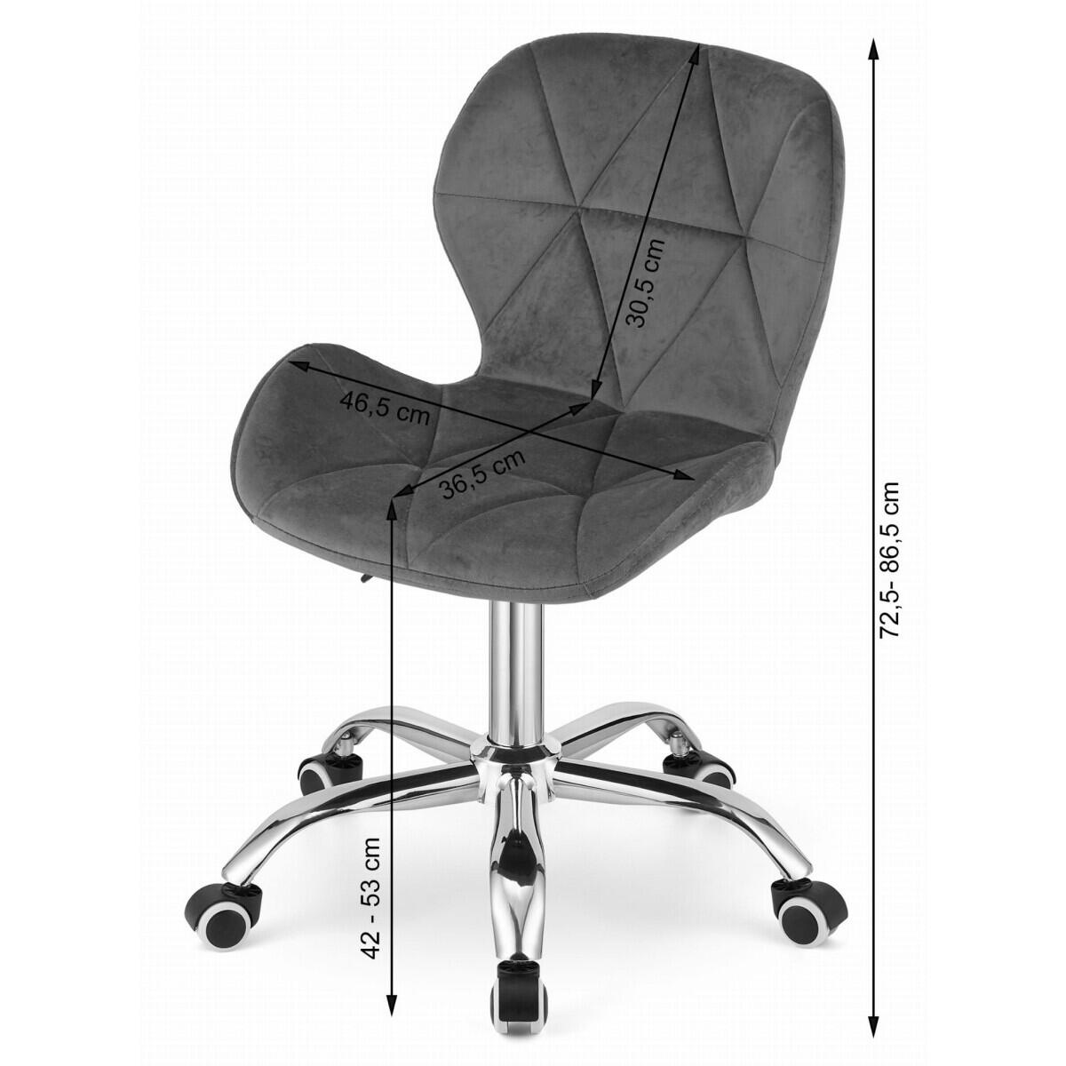 Scaun de birou, Avola, rotativ, catifea, negru, 53.5x55x73.5-86.5 cm