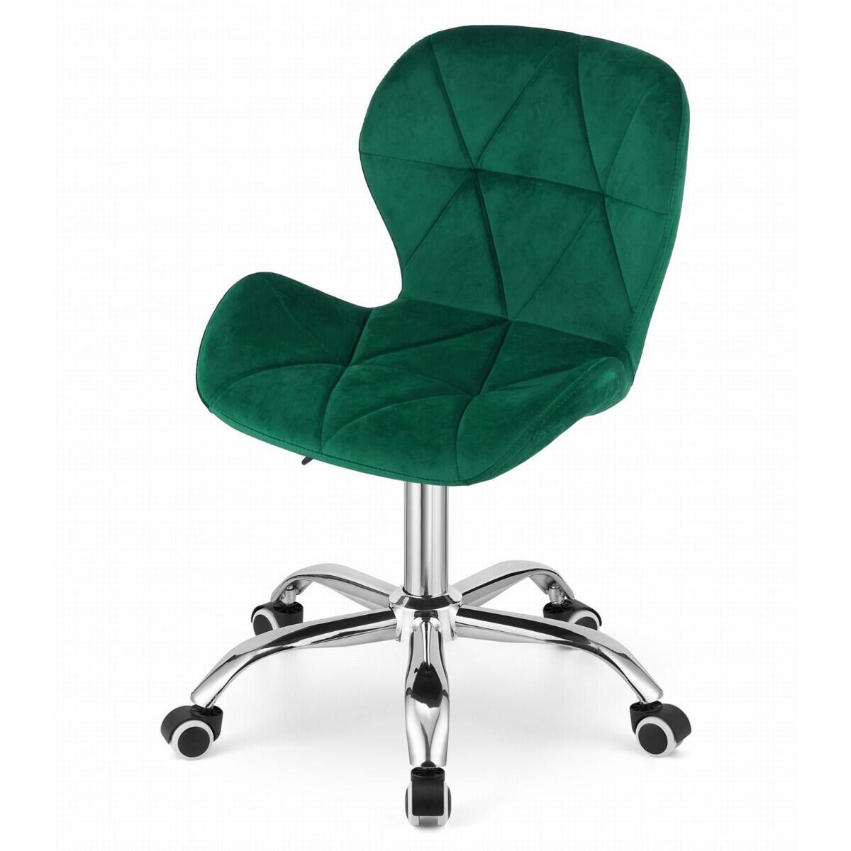 Scaun de birou, Avola, rotativ, catifea, verde, 53.5x55x72.5-86.5 cm