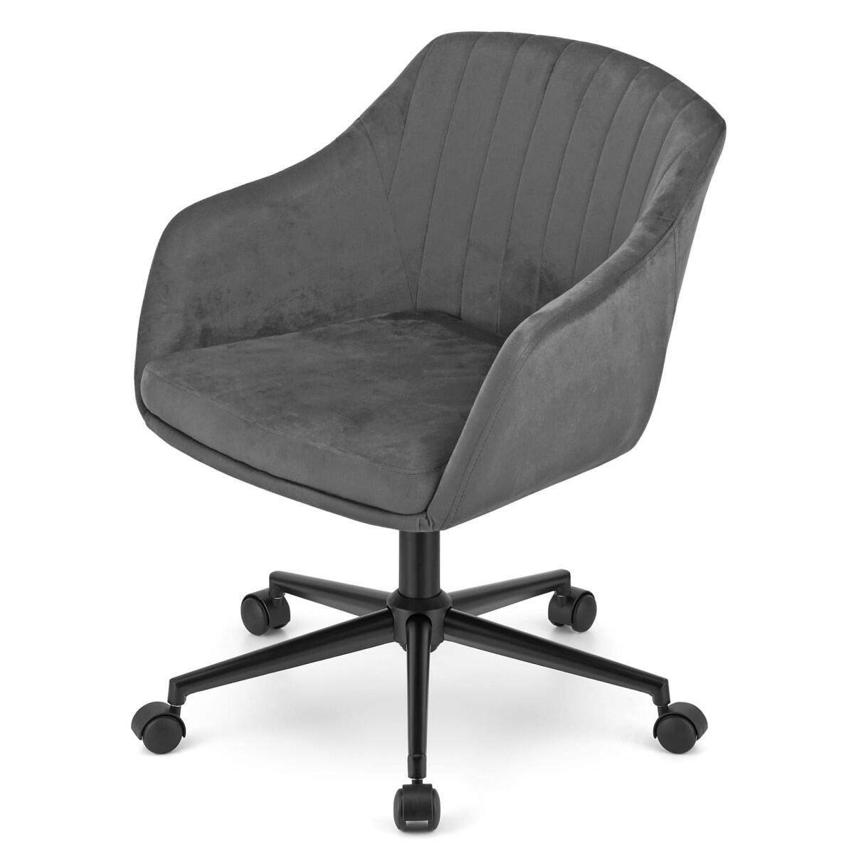 Scaun de birou, Mink, rotativ, catifea, gri si negru, 61x68x75-86 cm