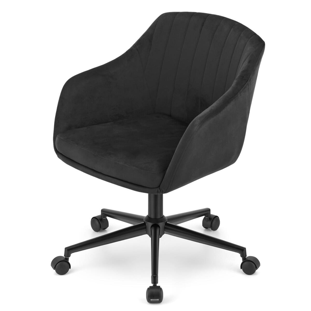 Scaun de birou, Mink, rotativ, catifea, negru, 61x68x75-86 cm