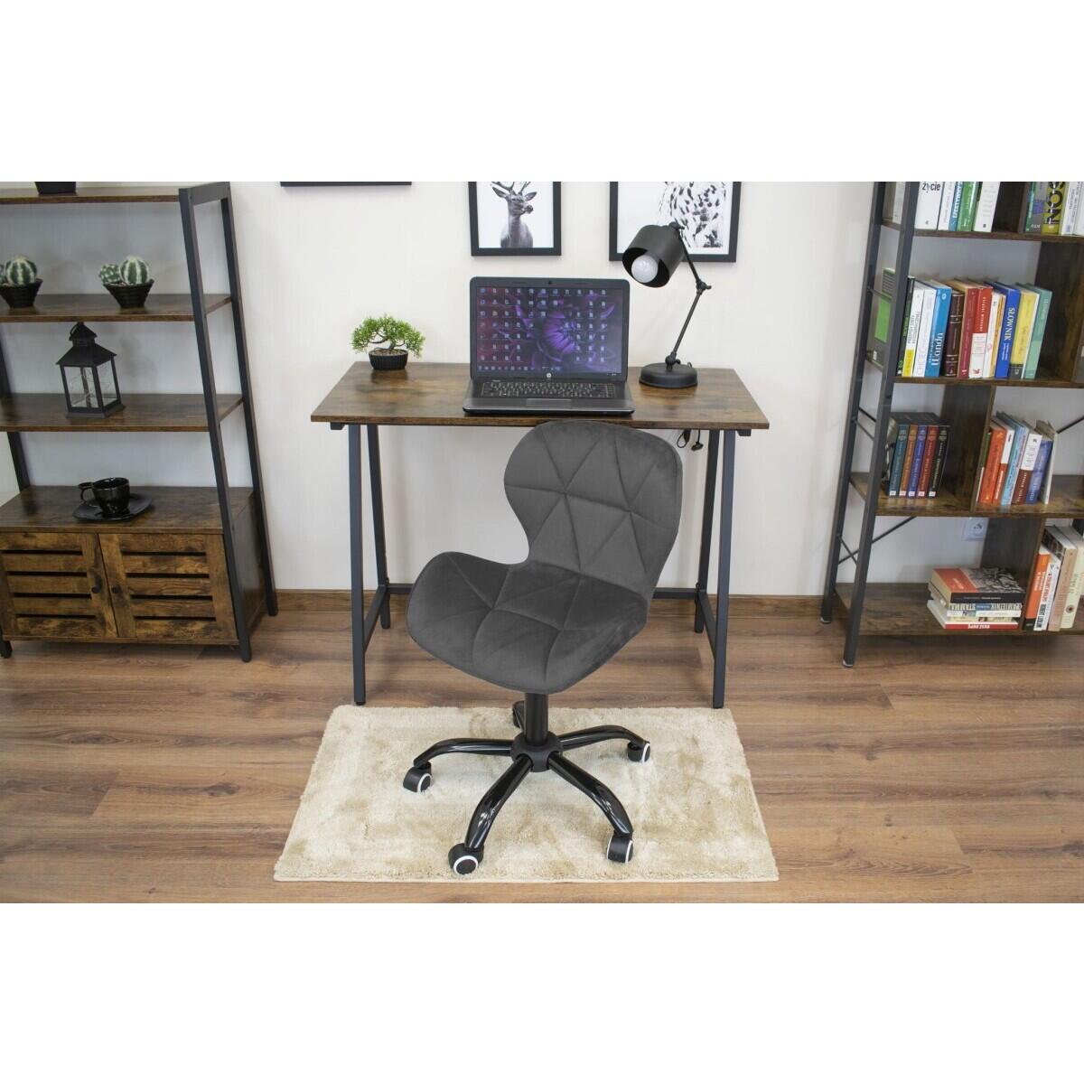 Scaun de birou, Noto, catifea, gri si negru, 53.5x57.5x74-86 cm
