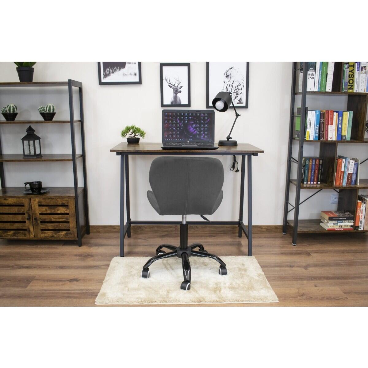 Scaun de birou, Noto, catifea, gri si negru, 53.5x57.5x74-86 cm