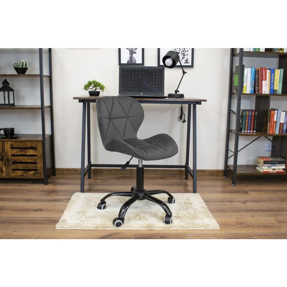 Scaun de birou, Noto, catifea, gri si negru, 53.5x57.5x74-86 cm