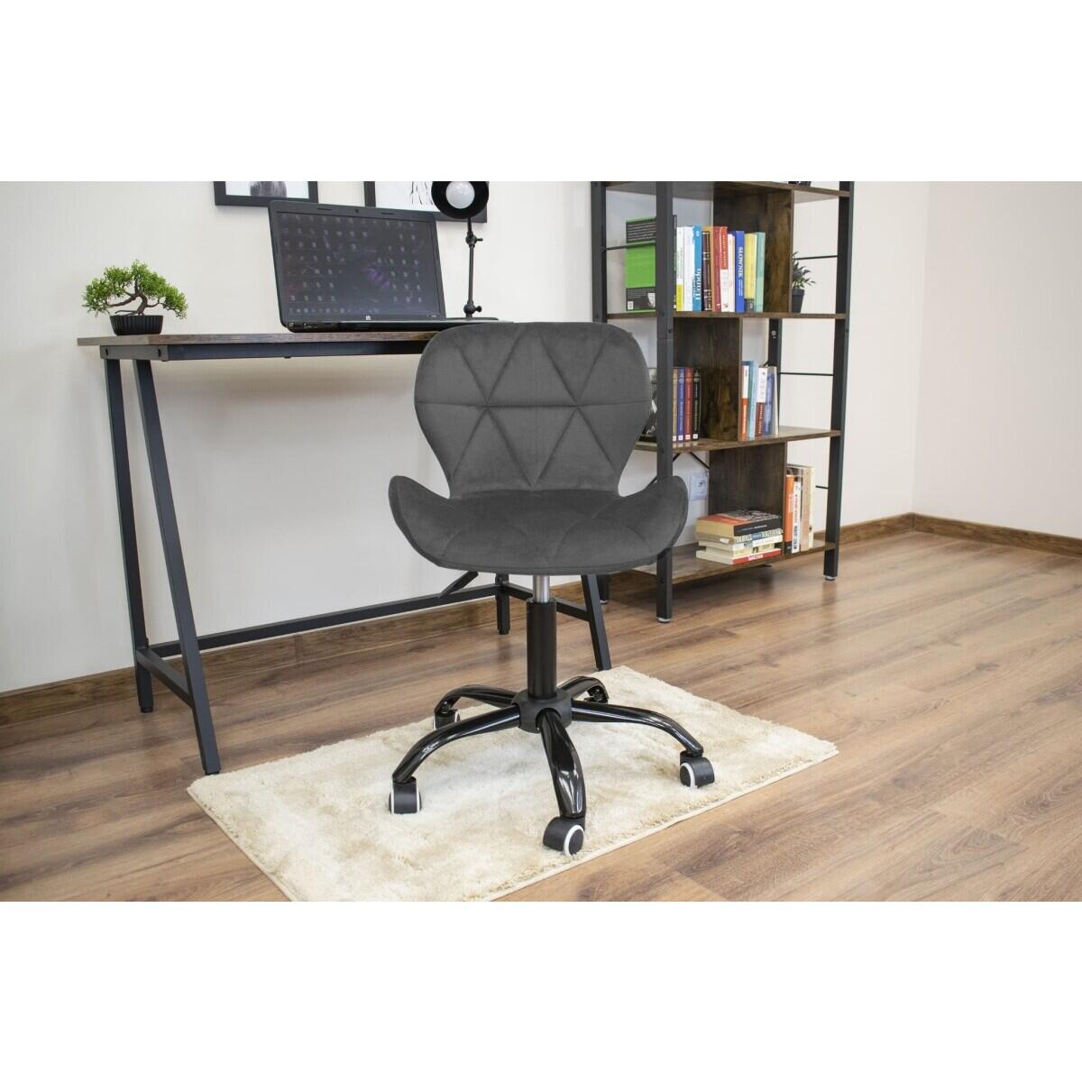 Scaun de birou, Noto, catifea, gri si negru, 53.5x57.5x74-86 cm