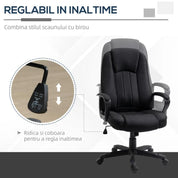 Scaun de birou cu masaj si incarcator USB, rotativ, poliester, negru, max 120 kg, 60x74x106-116 cm